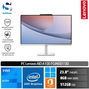 PC Lenovo AIO A100 F0JN0011ID/Intel N100/8GB/512GB SSD/23.8" FHD IPS/Win 11 Home+OHM 2024+M365/Cloud Grey