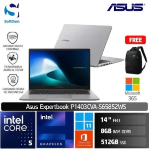 Asus Expertbook P1 P1403CVA-S65852WS/Intel Core 5-210/8GB/512GB SSD/14" FHD/Win 11 Home+OHM 2024+M365/Misty Grey