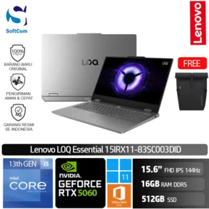Lenovo LOQ Essential 15IRX11 83SC003DID/Intel Core i5-13450HX/16GB/512GB SSD/GeForce RTX 5060 8GB/15.6" FHD IPS 144Hz/Win 11 Home + OHM 2024 + M365/Luna Gray
