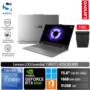 Lenovo LOQ Essential 15IRX11 83SC003KID/Intel Core i5-13450HX/16GB/512GB SSD/GeForce RTX 5050 8GB/15.6" FHD IPS 144Hz/Win 11 Home + OHM 2024 + M365/Luna Gray