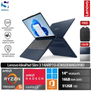 Lenovo IdeaPad Slim 3 14ARP10 8AID 89ID/Ryzen 5-7535HS/16GB/512GB SSD/14" WUXGA IPS/Win 11 Home+OHM 2024+M365 [ 83K6008AID | 83K60089ID ]
