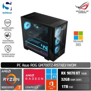 PC Asus ROG GM700TZ R97X831WOM/Ryzen 7-9800X 3D/32GB/1TB/AMD Radeon RX9070XT 16GB/Win 11 Home + OHM 2024/Black