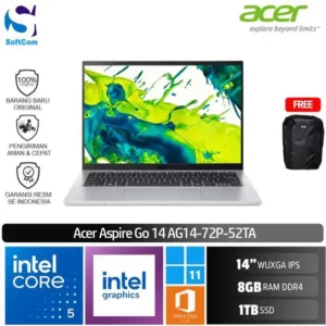 Acer Aspire Go 14 AG14-72P-52TA/Intel Core 5-120U/8GB/1TB SSD/14" WUXGA IPS/Win 11 Home+OHM 2024+M365/Pure Silver