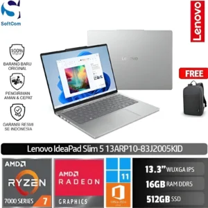 Lenovo IdeaPad Slim 5 13ARP10-83J2005KID/Ryzen 7-7735HS/16GB/512GB SSD/13.3″ WUXGA IPS/Win 11 Home+OHM 2024+M365/Cloud Grey