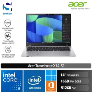 Acer Travelmate X14-51 /Intel Core 5-120U/16GB/512GB SSD/14" WUXGA IPS/Win 11 Home+OHM 2024/Pure Silver