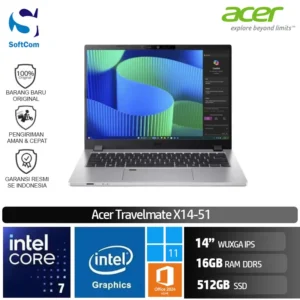 Acer Travelmate X14-51 /Intel Core 7-150U/16GB/512GB SSD/14" WUXGA IPS/Win 11 Home+OHM 2024/Pure Silver