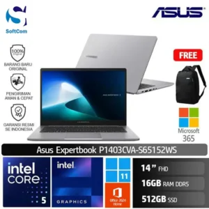 Asus Expertbook P1 P1403CVA-S65152WS/Intel Core 5-210H/16GB/512GB SSD/14" FHD/Win 11 Home+OHM 2024+M365/Misty Grey
