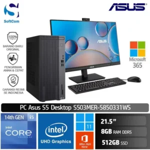 PC Asus S5 Mini Tower S503MER-5850331WS/Intel Core i5-14500/8GB/512GB SSD/21.5"/Win 11 Home + M365/ Grey