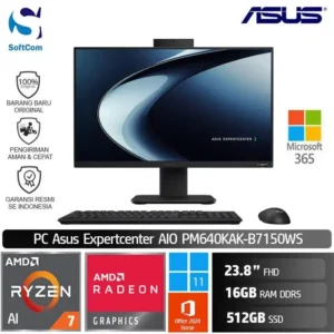 ASUS PC Expertcenter AIO PM640KAK B7150WS/Ryzen AI 7-350/16GB/512GB SSD/23.8" FHD/Win 11 Home + OHM 2024 + M365/Black