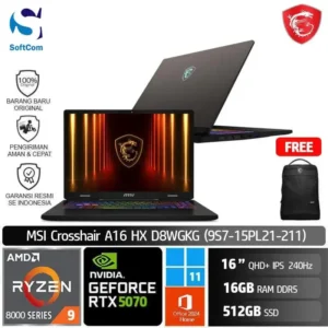 MSI Crosshair A16 HX D8WGKG (9S7-15PL21-211)/Ryzen 9-8940HX/16GB/512GB SSD/GeForce RTX 5070 8GB/16" QHD+ 240Hz/Win 11 Home+OHM 2024+M365/Cosmos Gray