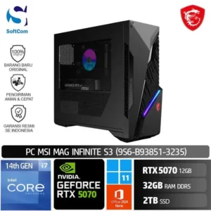 PC MSI MAG Infinite S3 9S6-B93851-3235/Intel Core i7-14700F/32GB/2TB SSD/GeForce RTX 5070 12GB/Win 11 Home + OHM 2024/Black