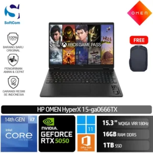 HP HyperX OMEN 15-ga0666TX/Intel Core i7-14650HX/16GB/1TB SSD/GeForce RTX 5050 8GB/15.3″ 2.5K IPS 180Hz/Win 11 Home+OHM 2024/Shadow Black