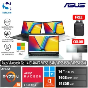 Asus Vivobook Go 14 E1404FA VIPS5154M VIPS5155M VIPS5156M/Ryzen 5-40/16GB/512GB SSD/14" FHD IPS/Win 11 Home+OHM 2024+M365 [E1404FA-VIPS5154M | E1404FA-VIPS5155M | E1404FA-VIPS5156M]
