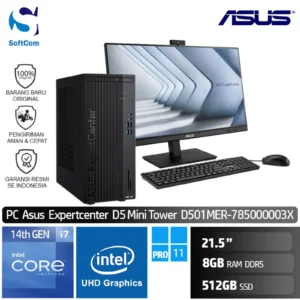 PC Asus  Expertcenter D5 Mini Tower D501MER-785000003X /Core i7-14700/8GB/512GB SSD/21.5"/Win 11 Home + OHM 2024/Black