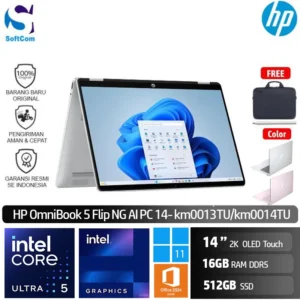 HP OmniBook 5 Flip NG AI PC 14- km0013TU km0014TU/Intel Core Ultra 5-322/16GB/512 GB SSD/14″ 2K OLED Touch/Win 11 Home+OHM 2024+M365
