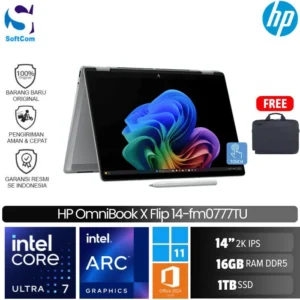 HP OmniBook X Flip Next Gen AI 14 fm0777TU /Ultra 7 256V/16GB/1TB SSD/14" 2K Touch/Win 11 Home+OHM 2024+M365/Silver