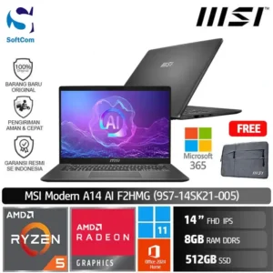 MSI Modern A14 AI F2HMG 9S7-14SK21-005/Ryzen 5-220/8GB/512GB SSD/14" FHD IPS/Win 11 Home/Platinum Gray