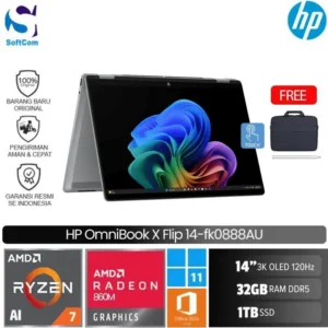 HP OmniBook X Flip Next Gen AI 14 fk0888AU/Ryzen AI 7-350/32GB/1TB SSD/14" 3K OLED Touch/Win 11 Home+OHM 2024+M365/Silver